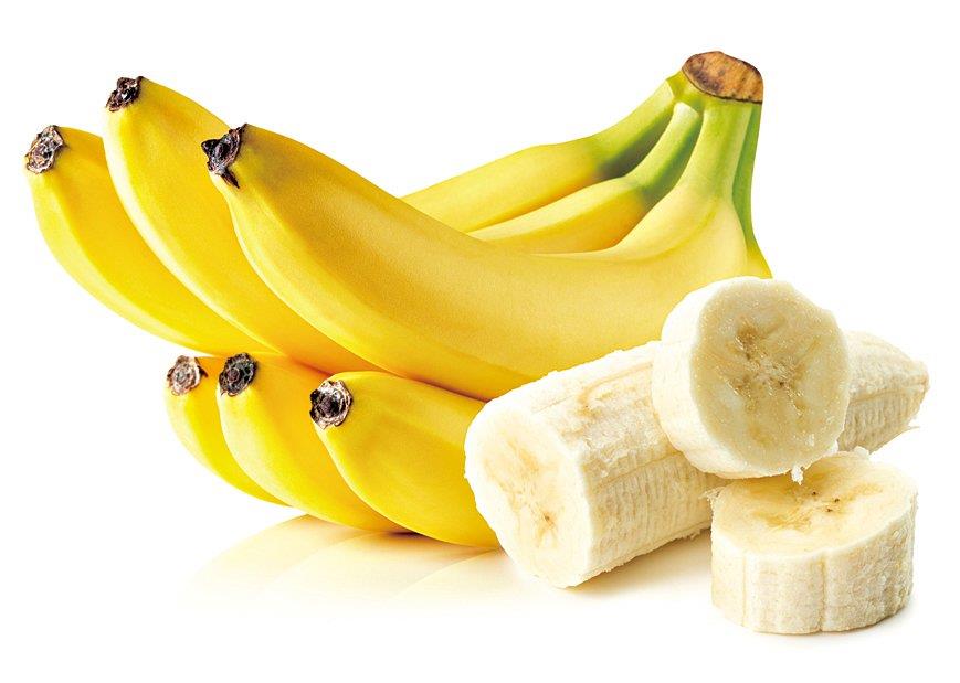 Fresh Bananas and Banana Slices Fresh yellow bananas with peeled pieces and round banana slices
